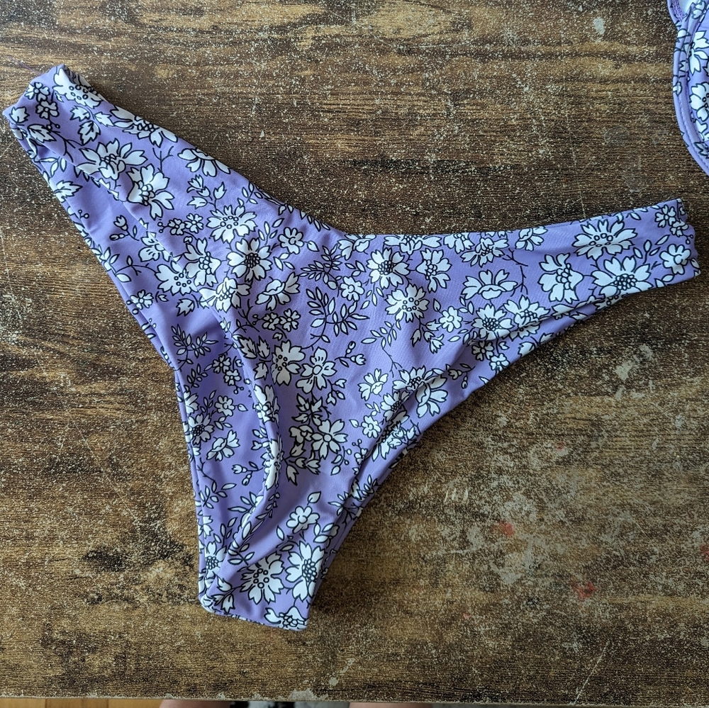 Floral Purple Bikini Set Shein Cheeky Large - Picture 4 of 6